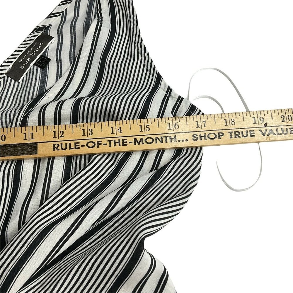 Blue Blush Jumpsuit Womens Size L Black Striped Front Tie Wide Leg Crop Nwt $46 - Picture 8 of 12